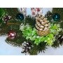 Рождественский новогодний венок ручной работы с зелёной подсветкой