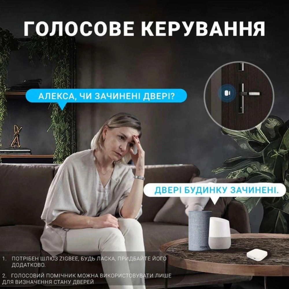 Датчик открытия дверей и окон Moes Zigbee Tuya