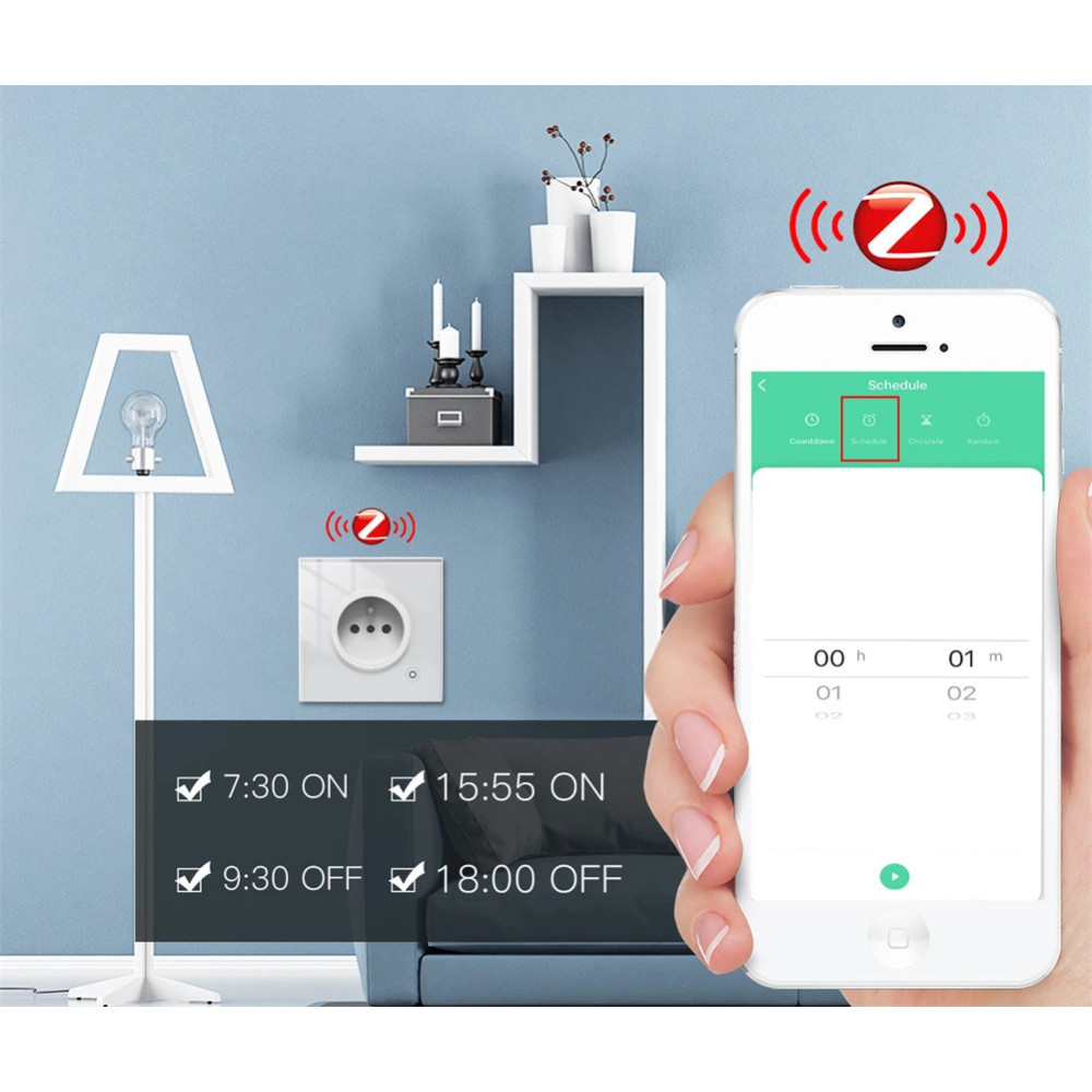 Розумна вбудована розетка Moes Zigbee Tuya в підрозетник з моніторингом живлення 16А Біла