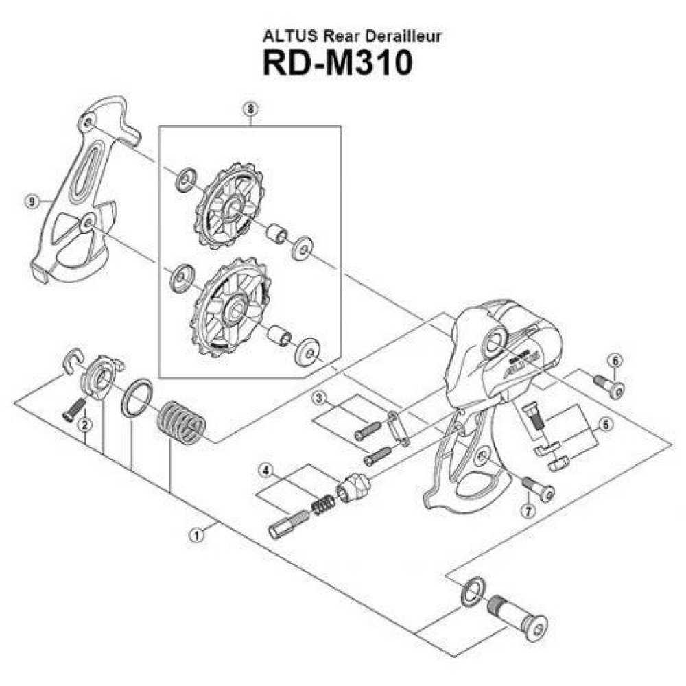 Переключатель задний Shimano Altus RD-M310 7/8 скоростей