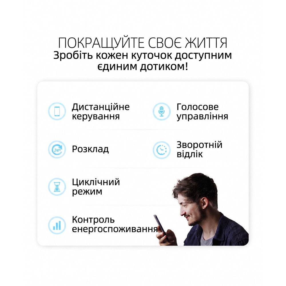 Умный Wi‑Fi автомат Tongou TO-Q-SY1-JWT 25А