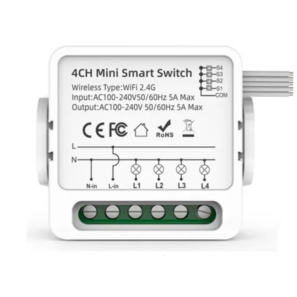 Wi‑Fi реле Tuya Smart Switch 4CH 4 канали