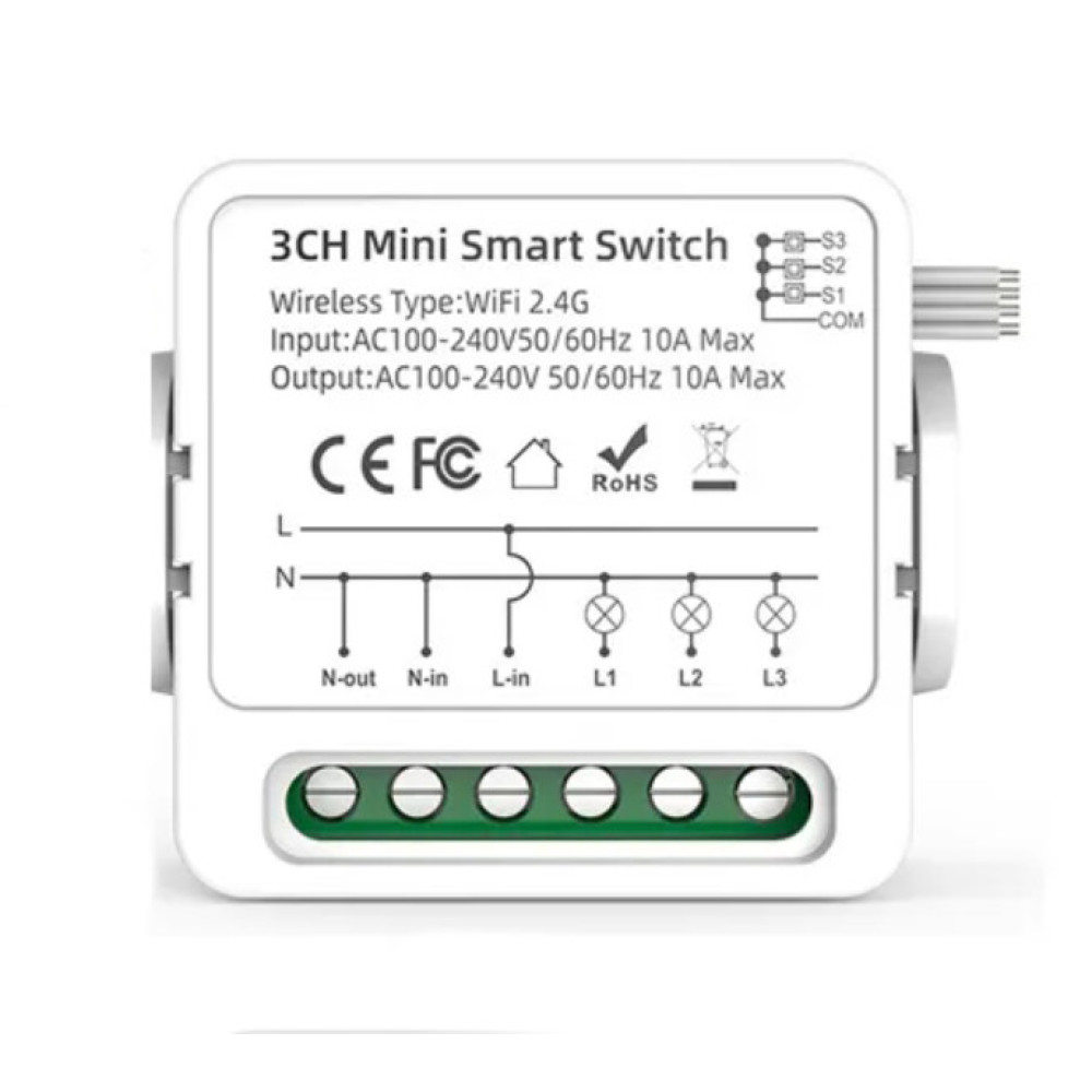 Wi‑Fi реле Tuya Smart Switch 3CH 3 канала