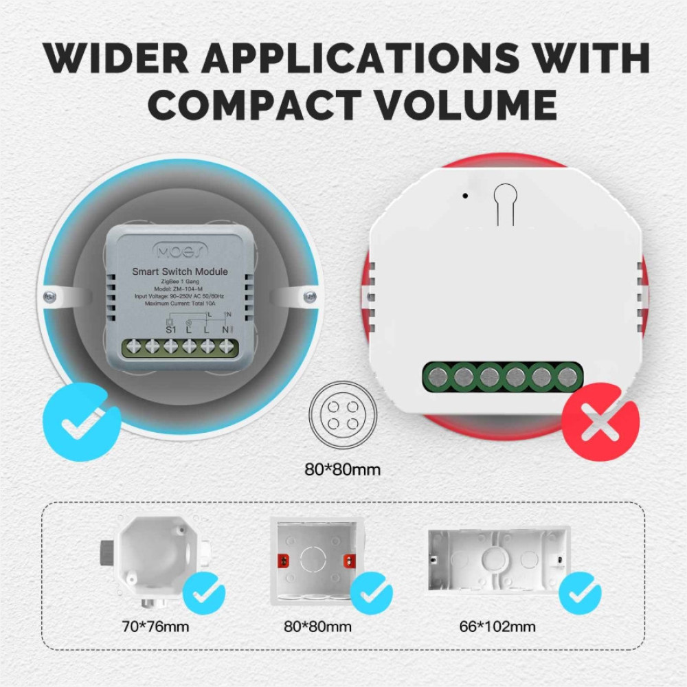 Zigbee реле Moes ZM-104-M Tuya Smart Switch 10 А