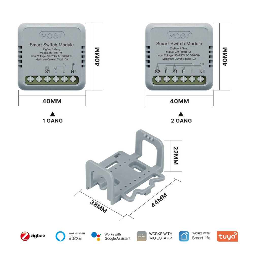 Zigbee реле Moes ZM-104-M Tuya Smart Switch 10 А