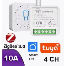 Zigbee реле 4-канальное Tuya Smart Switch 4ch 10А