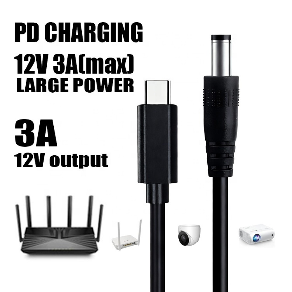 Кабель для роутера USB-C → DC 12V 3A з тригером PD