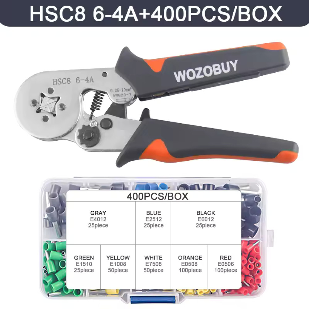 Клещи обжимные Wozobuy HSC8 6-4 + набор гильз 400 шт