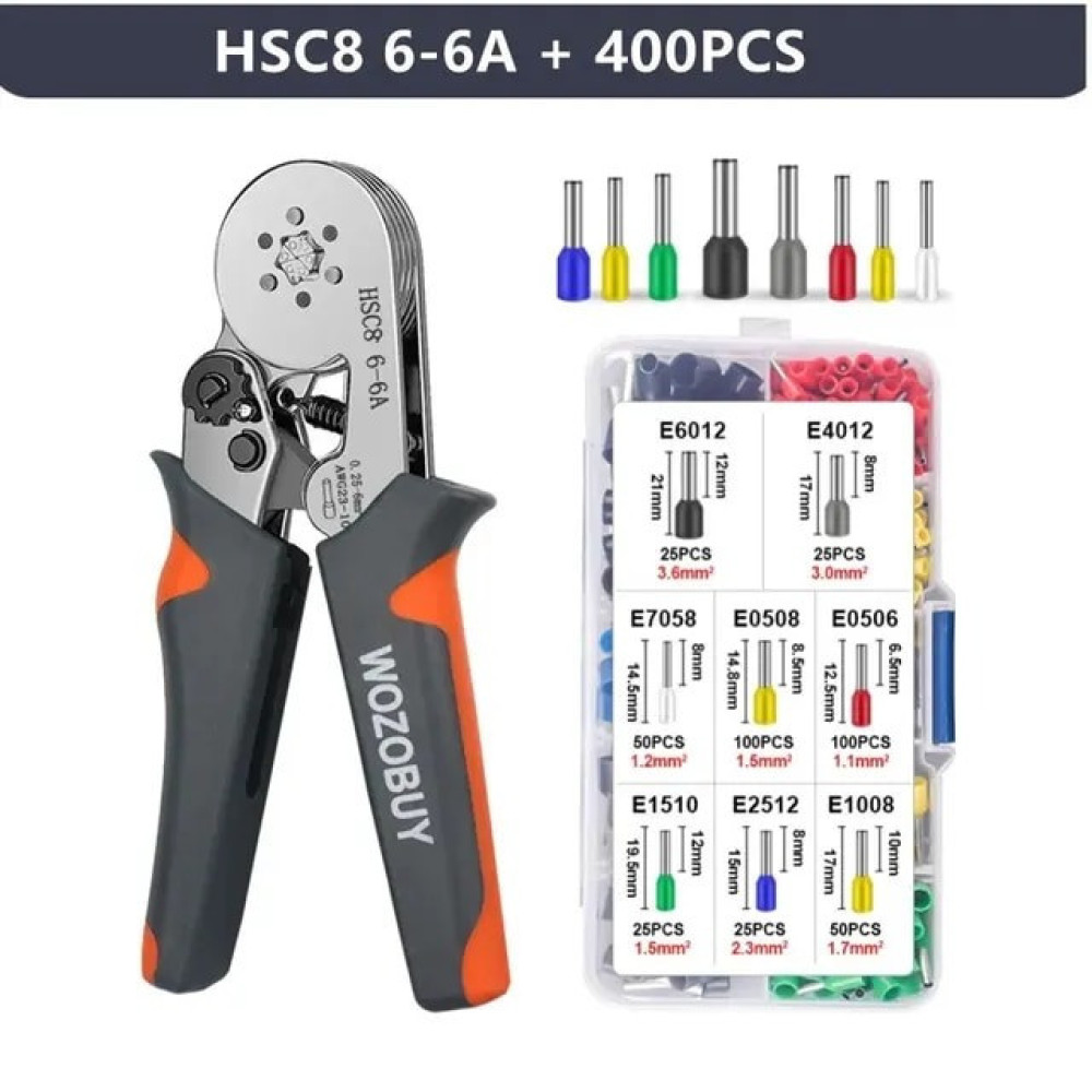 Клещи обжимные Wozobuy HSC8 6-6 + набор гильз 400 шт