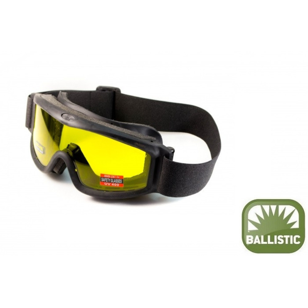 Маска баллистическая с уплотнителем Global Vision Ballistech-3 (amber) Anti-Fog, желтая