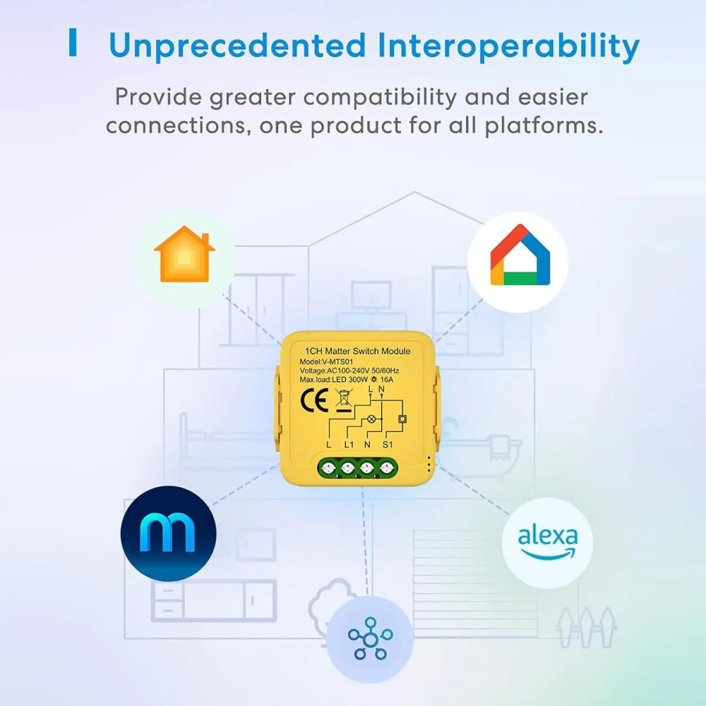 Matter реле Wi-Fi 16А V-MTS01
