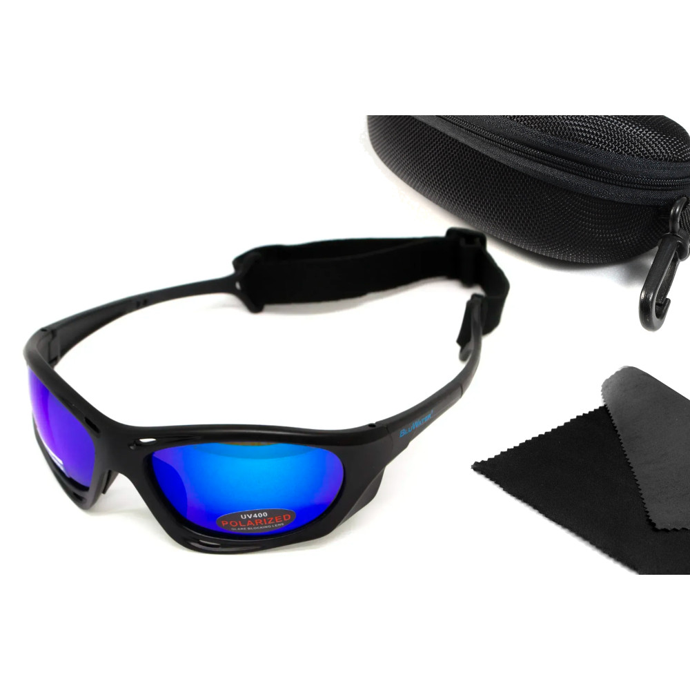 Очки поляризационные BluWater Hydro Polarized (G-Tech™ blue) Anti-Fog, синие зеркальные в  черной оправе