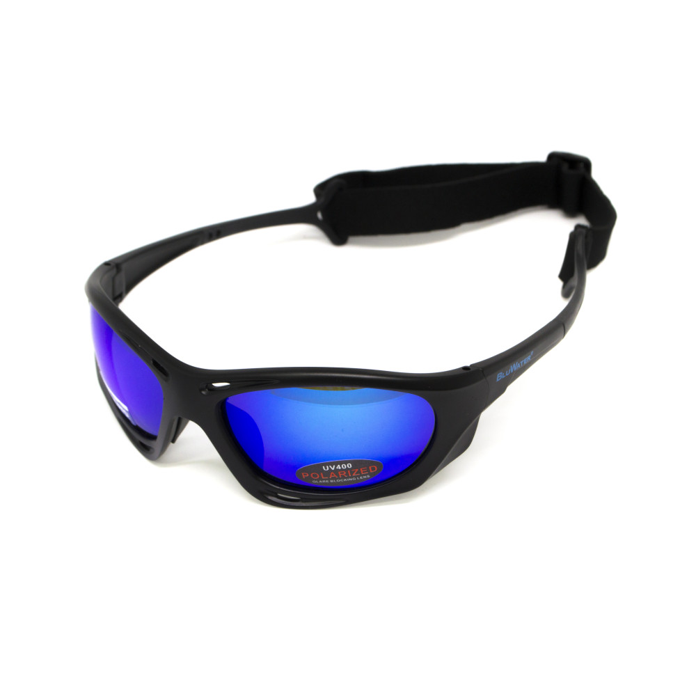 Очки поляризационные BluWater Hydro Polarized (G-Tech™ blue) Anti-Fog, синие зеркальные в  черной оправе