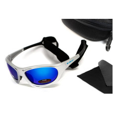 Очки поляризационные BluWater Hydro Silver Polarized (G-Tech™ blue) Anti-Fog, синие зеркальные в серебристой оправе