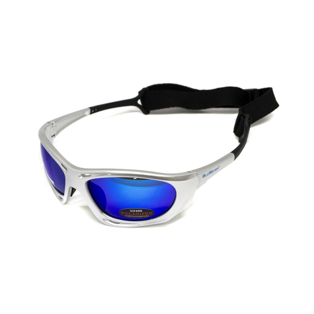 Очки поляризационные BluWater Hydro Silver Polarized (G-Tech™ blue) Anti-Fog, синие зеркальные в серебристой оправе