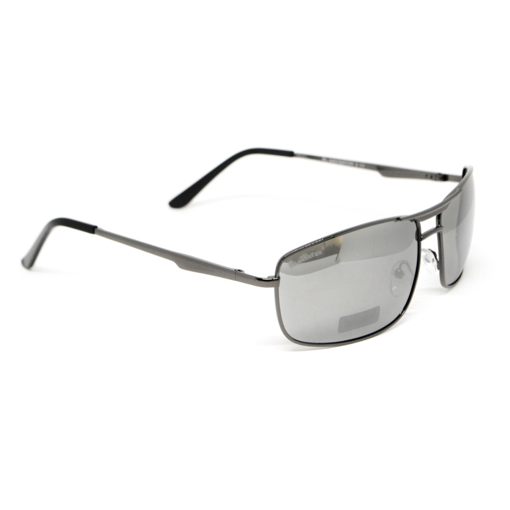 Очки поляризационные BluWater Navigator-3 Gun Metal Polarized (flash mirror), серые зеркальные в тёмной металлической оправе