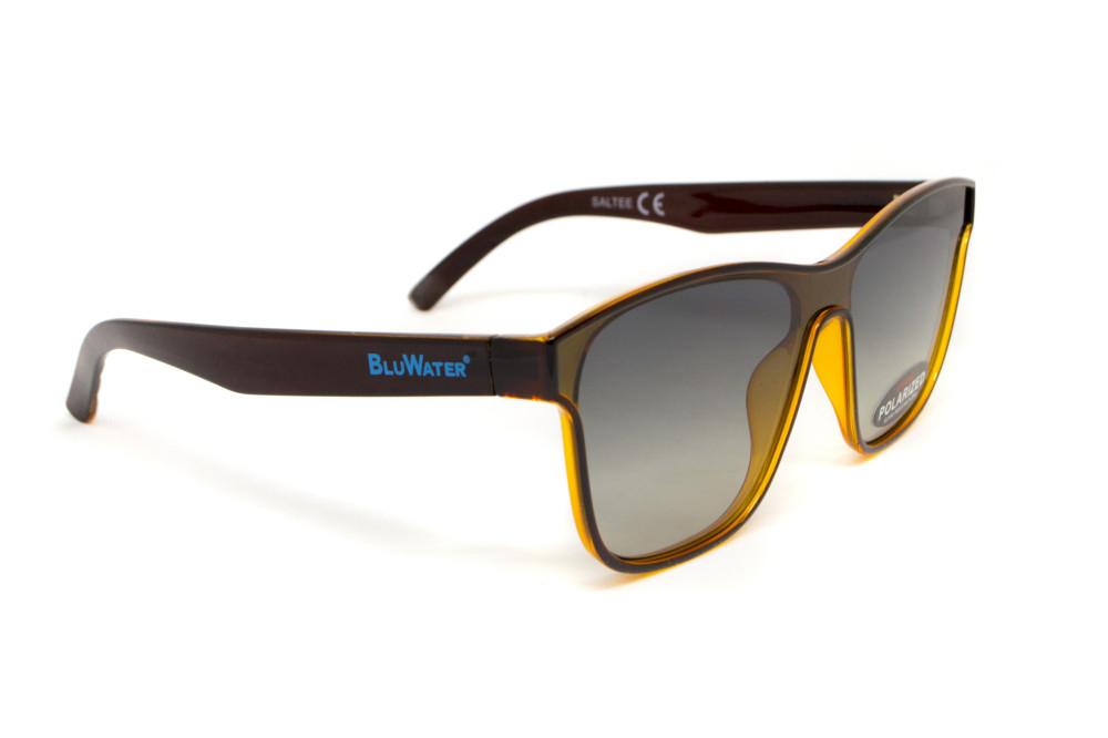 Очки поляризационные BluWater Saltee Polarized (gradient gray), серые с градиентом линзы в коричневой полупрозрачной оправе
