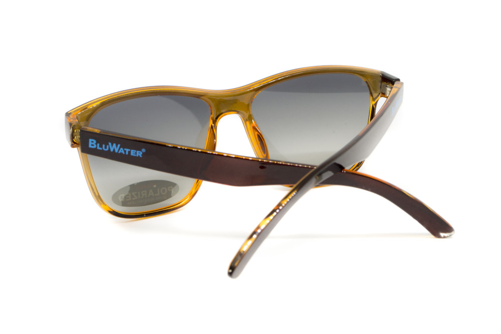 Очки поляризационные BluWater Saltee Polarized (gradient gray), серые с градиентом линзы в коричневой полупрозрачной оправе