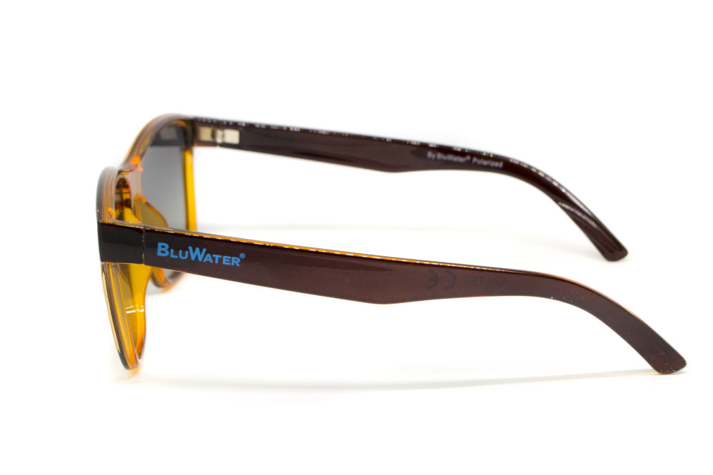 Очки поляризационные BluWater Saltee Polarized (gradient gray), серые с градиентом линзы в коричневой полупрозрачной оправе