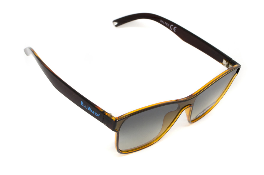 Очки поляризационные BluWater Saltee Polarized (gradient gray), серые с градиентом линзы в коричневой полупрозрачной оправе