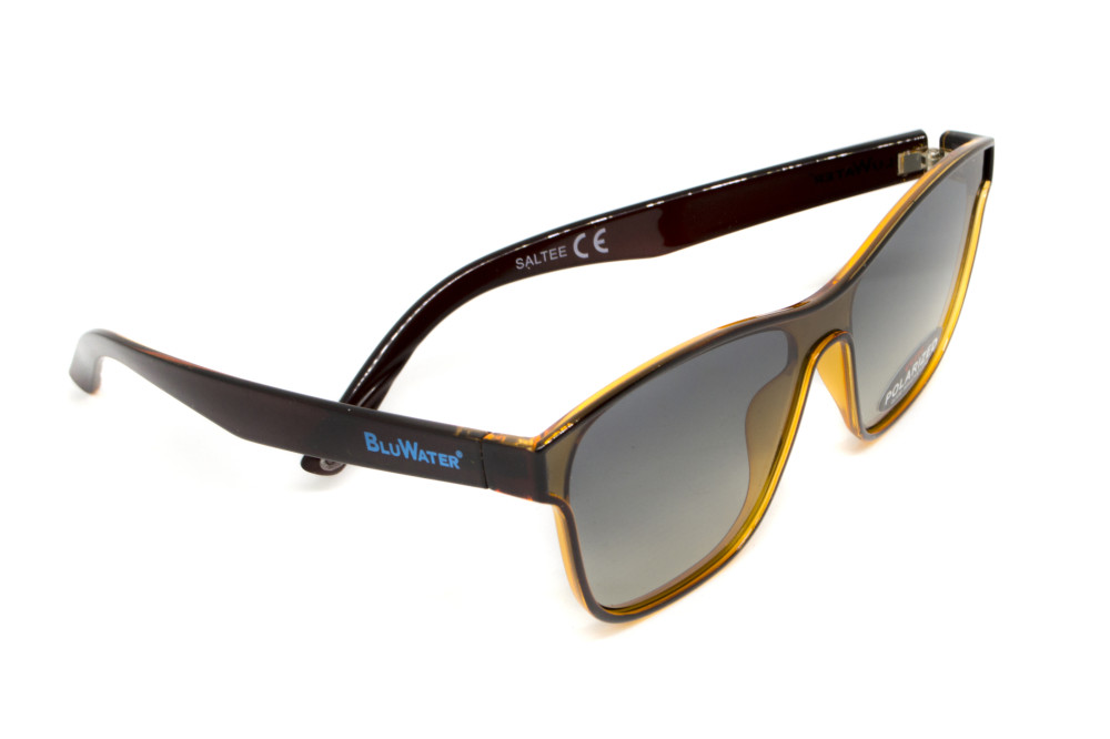 Очки поляризационные BluWater Saltee Polarized (gradient gray), серые с градиентом линзы в коричневой полупрозрачной оправе