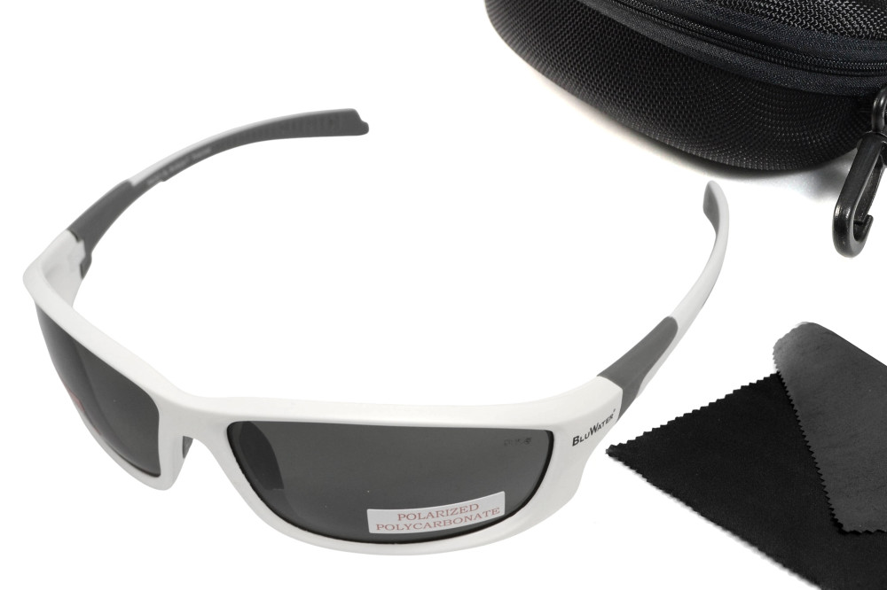Очки поляризационные защитные BluWater Samson Z87.1 White Polarized (gray), серые в бело-серой оправе
