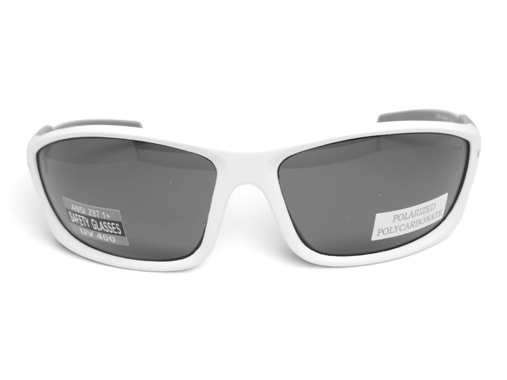 Очки поляризационные защитные BluWater Samson Z87.1 White Polarized (gray), серые в бело-серой оправе