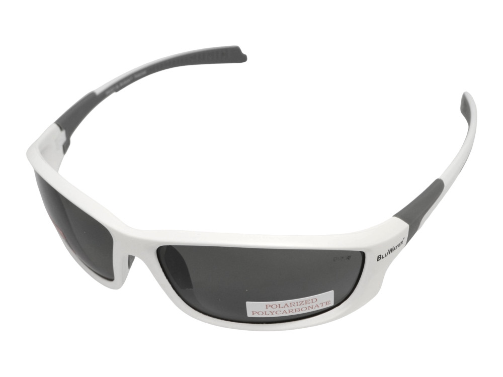 Очки поляризационные защитные BluWater Samson Z87.1 White Polarized (gray), серые в бело-серой оправе