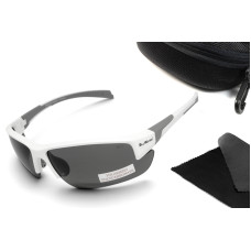 Очки поляризационные защитные BluWater Samson-3 Z87.1 White Polarized (gray), серые в бело-серой оправе