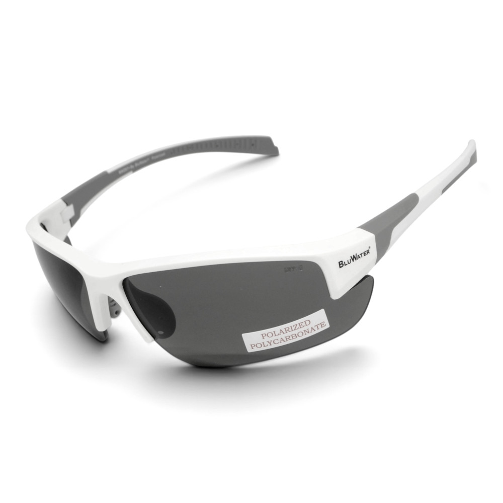 Очки поляризационные защитные BluWater Samson-3 Z87.1 White Polarized (gray), серые в бело-серой оправе