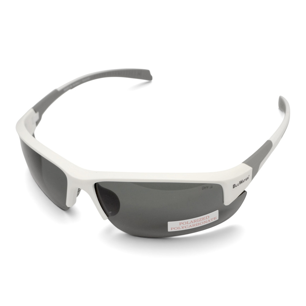 Очки поляризационные защитные BluWater Samson-3 Z87.1 White Polarized (gray), серые в бело-серой оправе