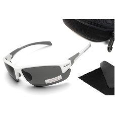 Окуляри поляризаційні захисні BluWater Samson-3 Z87.1 White Polarized (gray), сірі в біло-сірій оправі