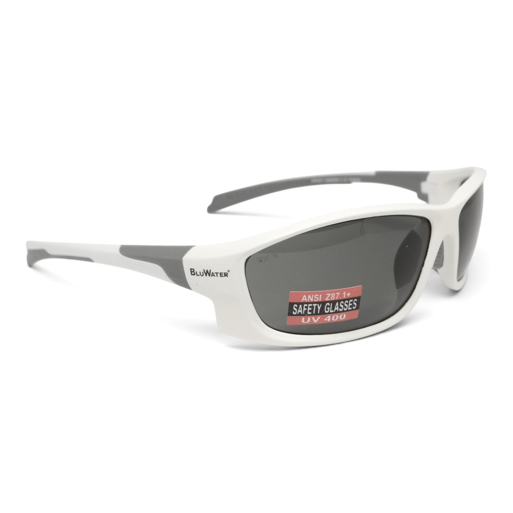 Очки поляризационные защитные BluWater Samson Z87.1 White Polarized (gray), серые в бело-серой оправе