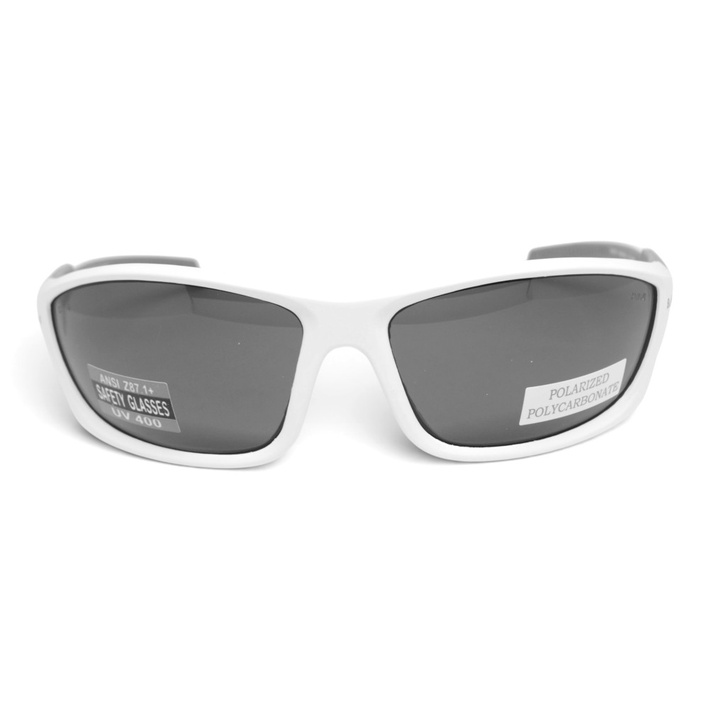 Очки поляризационные защитные BluWater Samson Z87.1 White Polarized (gray), серые в бело-серой оправе