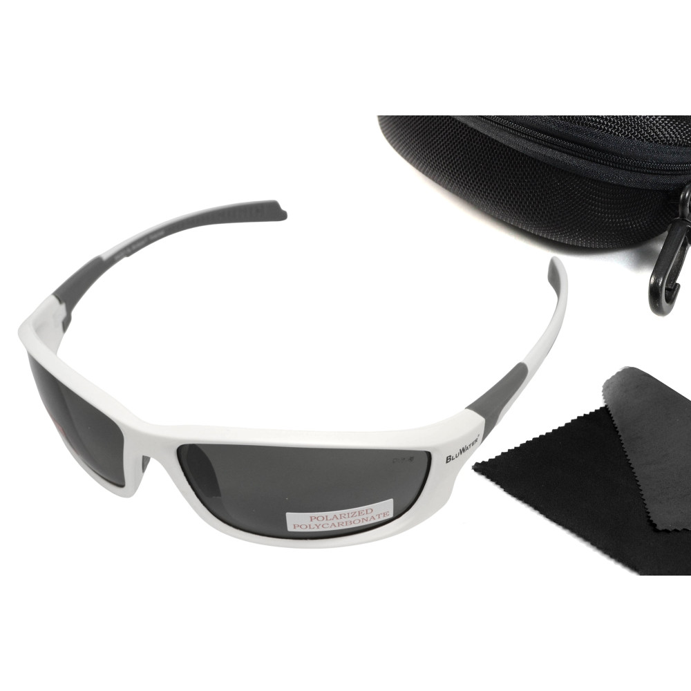 Очки поляризационные защитные BluWater Samson Z87.1 White Polarized (gray), серые в бело-серой оправе