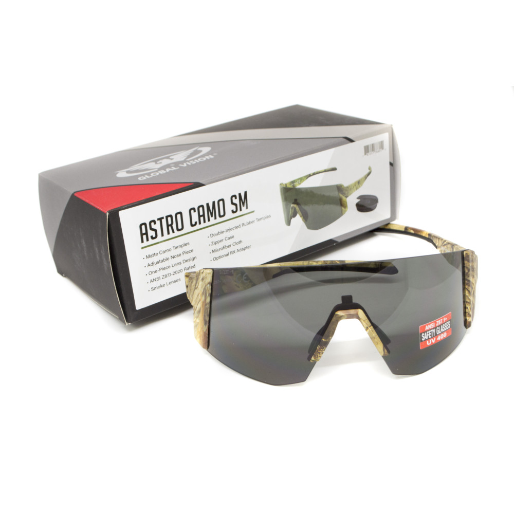 Очки защитные Global Vision Astro Camo (gray), серые в камуфлированной оправе (с возможностью установки диоптрической вставки)