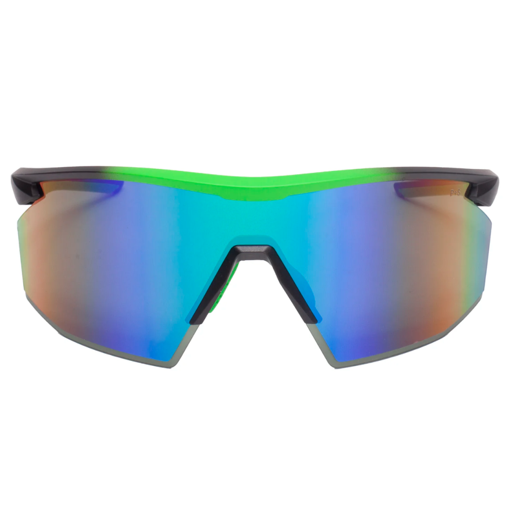 Очки защитные Pyramex PMXSPEC (green mirror) Anti-Fog, сине-зелёные зеркальные линзы в чёрно-зелёной оправе