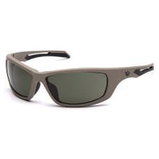 Очки защитные Venture Gear Tactical Howitzer Tan (forest gray) Anti-Fog, чёрно-зелёные в песочной оправе