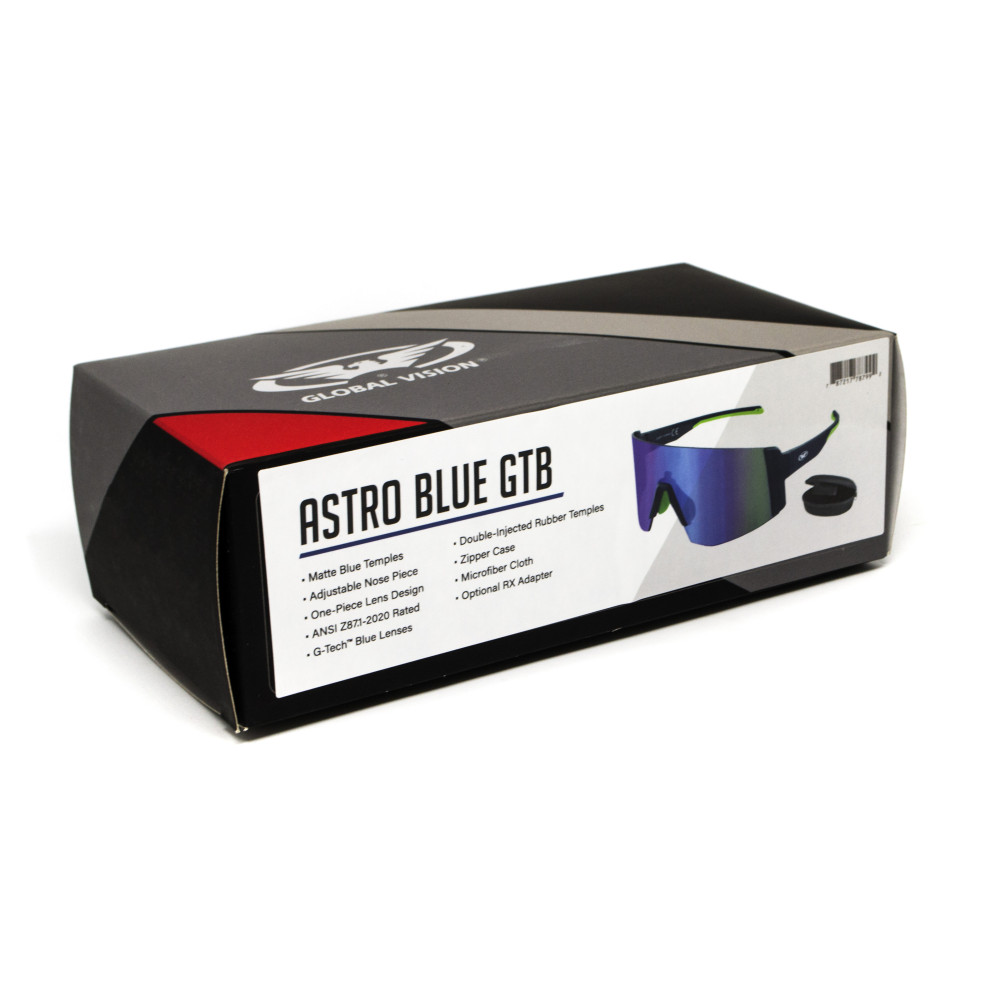 Очки защитные открытые Global Vision Astro+RX Blue (G-Tech™ blue), зеркальные синие в синей оправе с диоптрической вставкой в комплекте