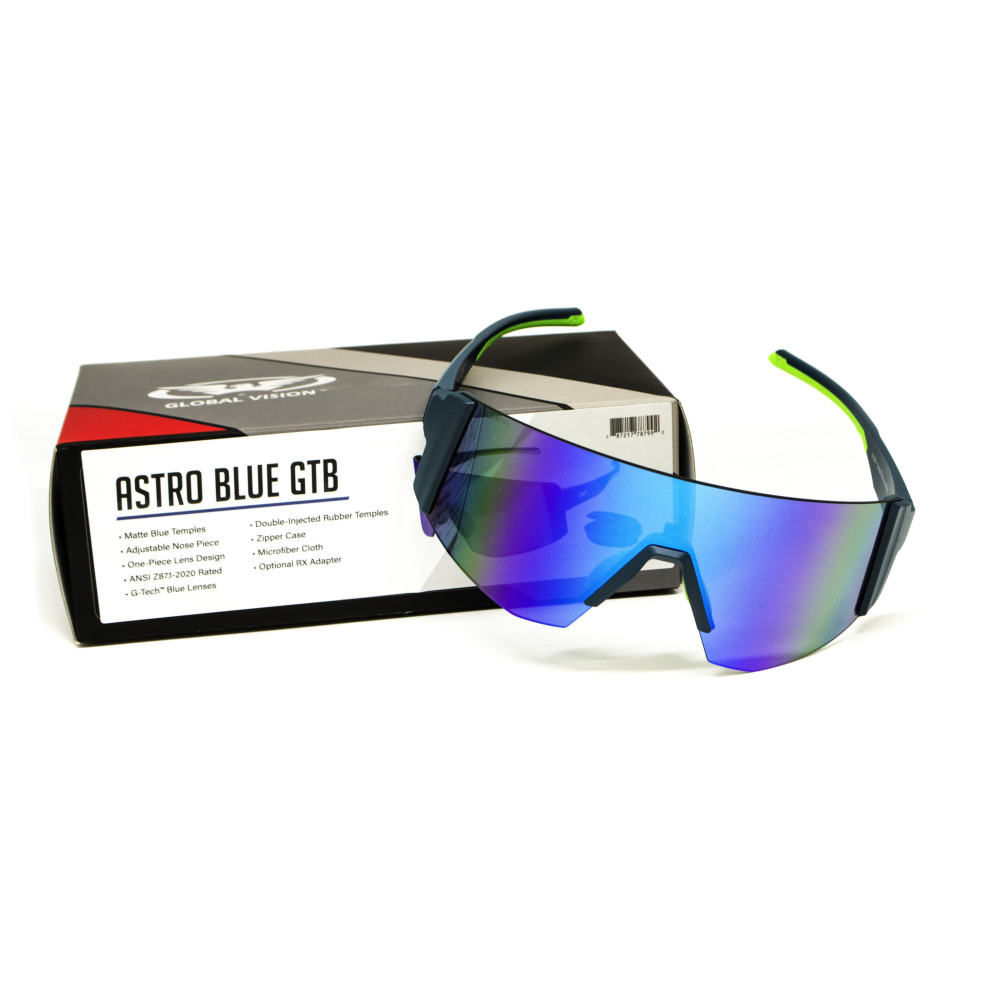 Очки защитные открытые Global Vision Astro+RX Blue (G-Tech™ blue), зеркальные синие в синей оправе с диоптрической вставкой в комплекте