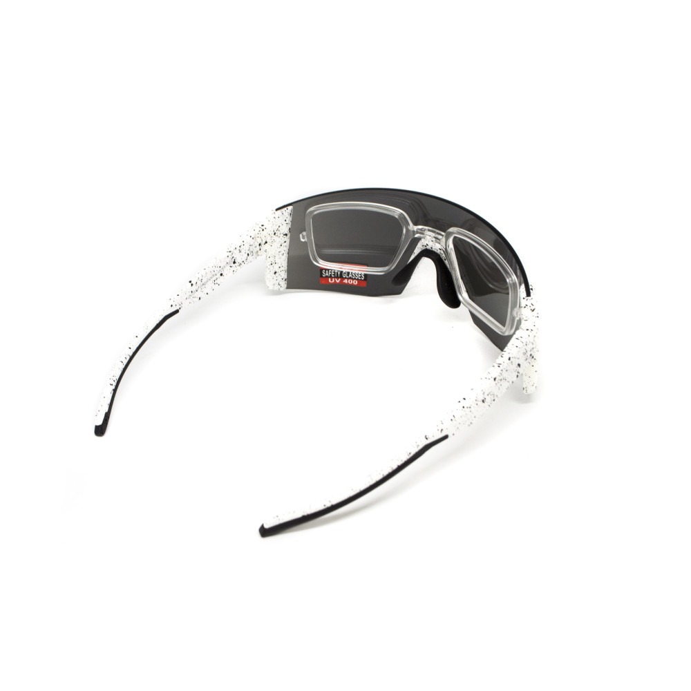 Очки защитные открытые Global Vision Astro White (G-Tech™ silver), зеркальные серые в белой оправе (с возможностью установки диоптрической вставки)