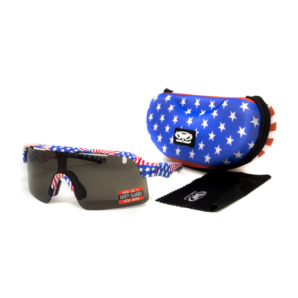 Очки защитные открытые Global Vision Holeshot USA Flag (gray), сірі в оправі прапор США