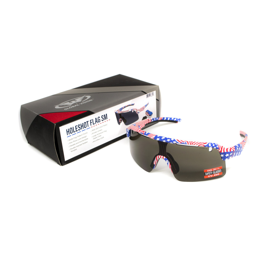 Очки защитные открытые Global Vision Holeshot USA Flag (gray), сірі в оправі прапор США