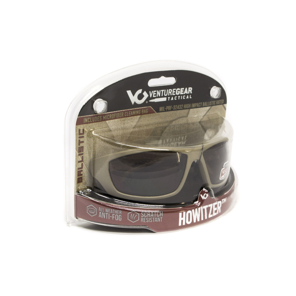 Очки защитные открытые Venture Gear Tactical Howitzer Tan (clear) Anti-Fog, прозрачные в песочной оправе