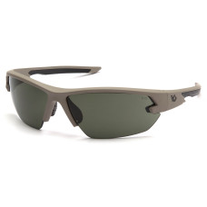 Очки защитные открытые Venture Gear Tactical Semtex 2.0 Tan (forest gray) Anti-Fog, чёрно-зелёные в песочной оправе