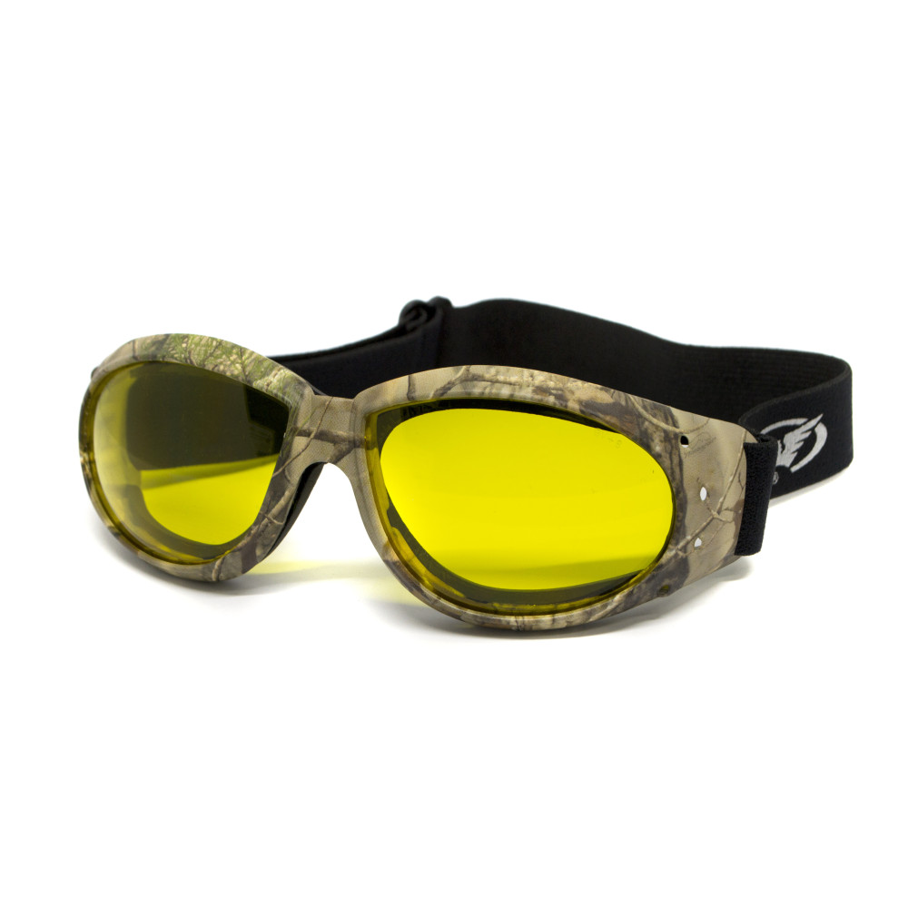 Очки защитные с уплотнителем Global Vision Eliminator Camo Forest (yellow), желтые в камуфлированной оправе