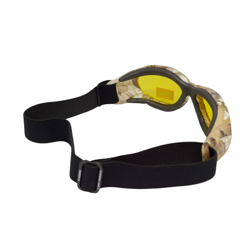 Очки защитные с уплотнителем Global Vision Eliminator White Camo Forest (yellow), желтые в камуфлированной оправе