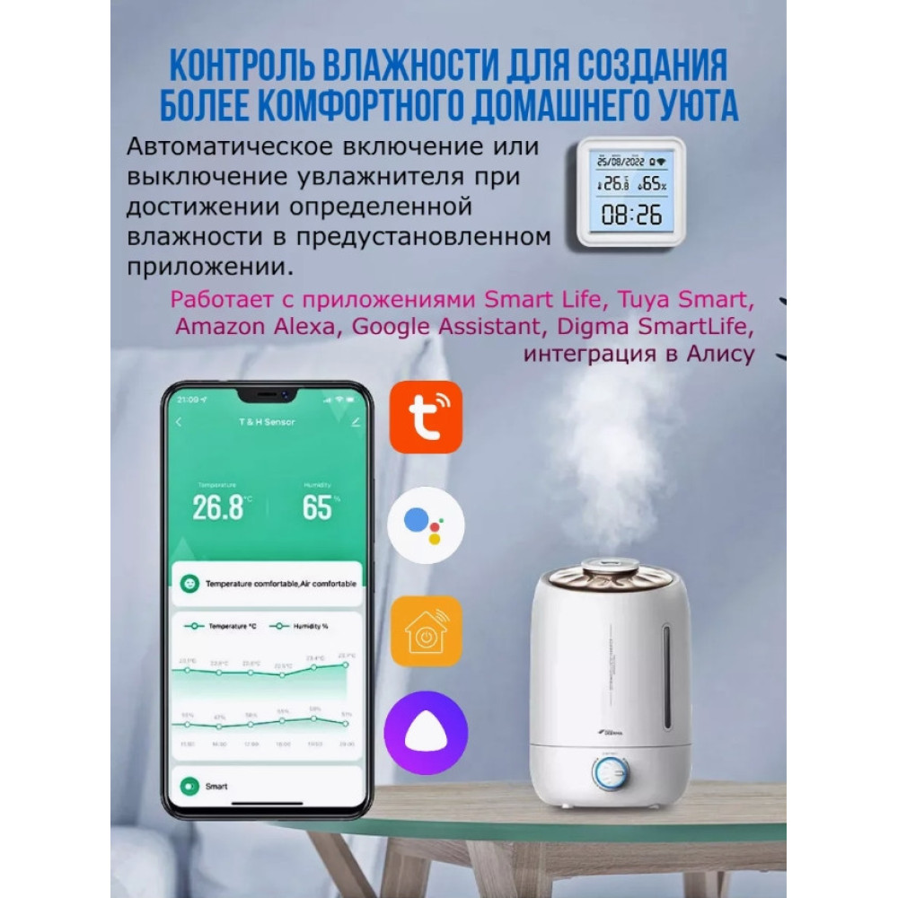 Термометр Wi-Fi Tuya розумний датчик температури и вологості TH08