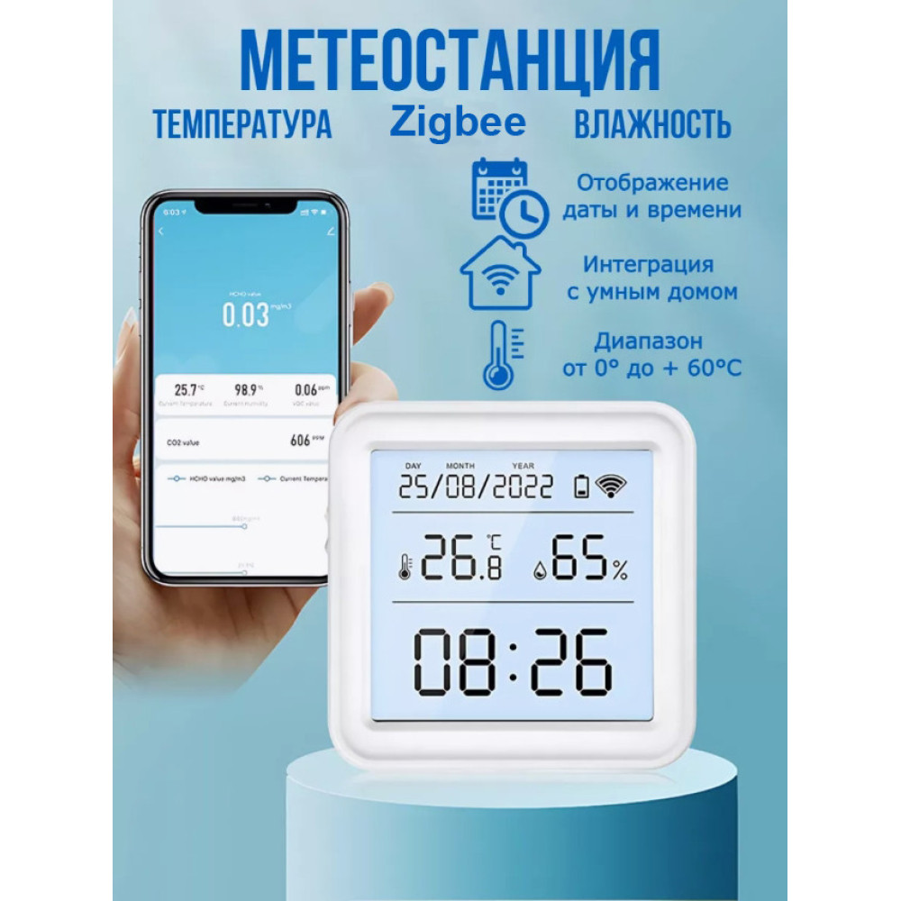 Термометр Zigbee Tuya розумний датчик температури и вологості ZTH08