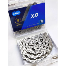 Цепь велосипедная KMC X8 1/2"х 3/32" с замком 116 зв.